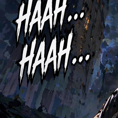 Sound effect HAAH, HAAH in tall white letters.