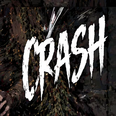 Sound effect CRASH in jagged white letters.