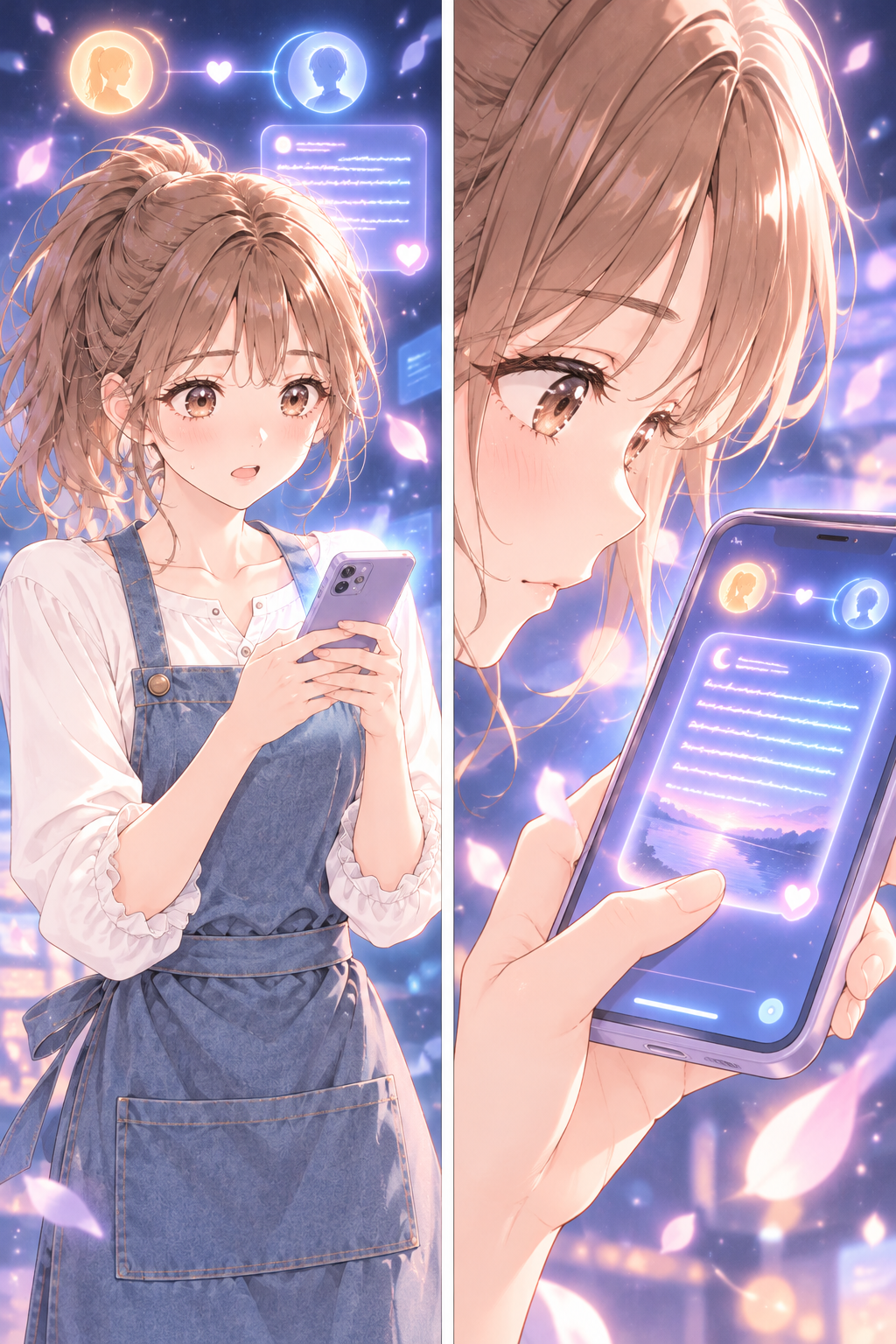 The first response arrives. Marinette is startled, her eyes widening slightly as she reads the unexpected depth of the reply.