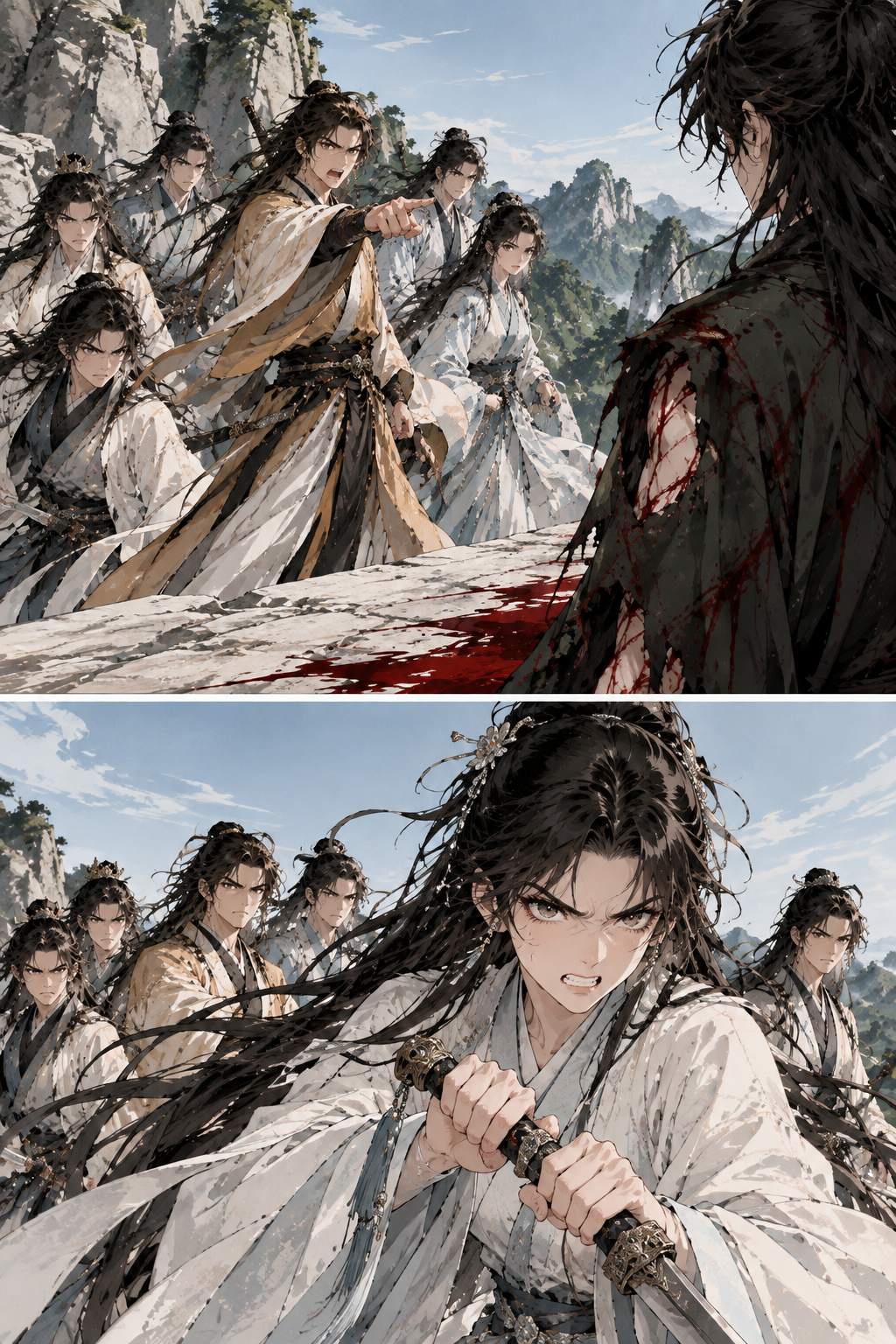 Heroes list his sins; a young woman among them swears vengeance.