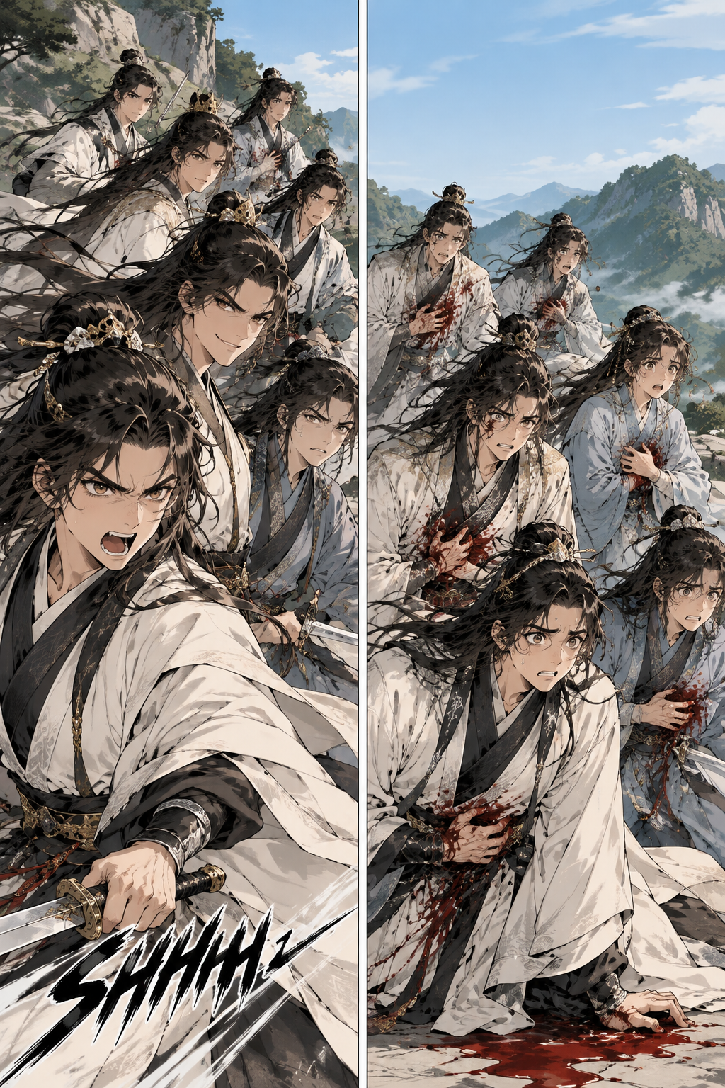 The young heroes hold their ground, afraid of a dying counterattack.