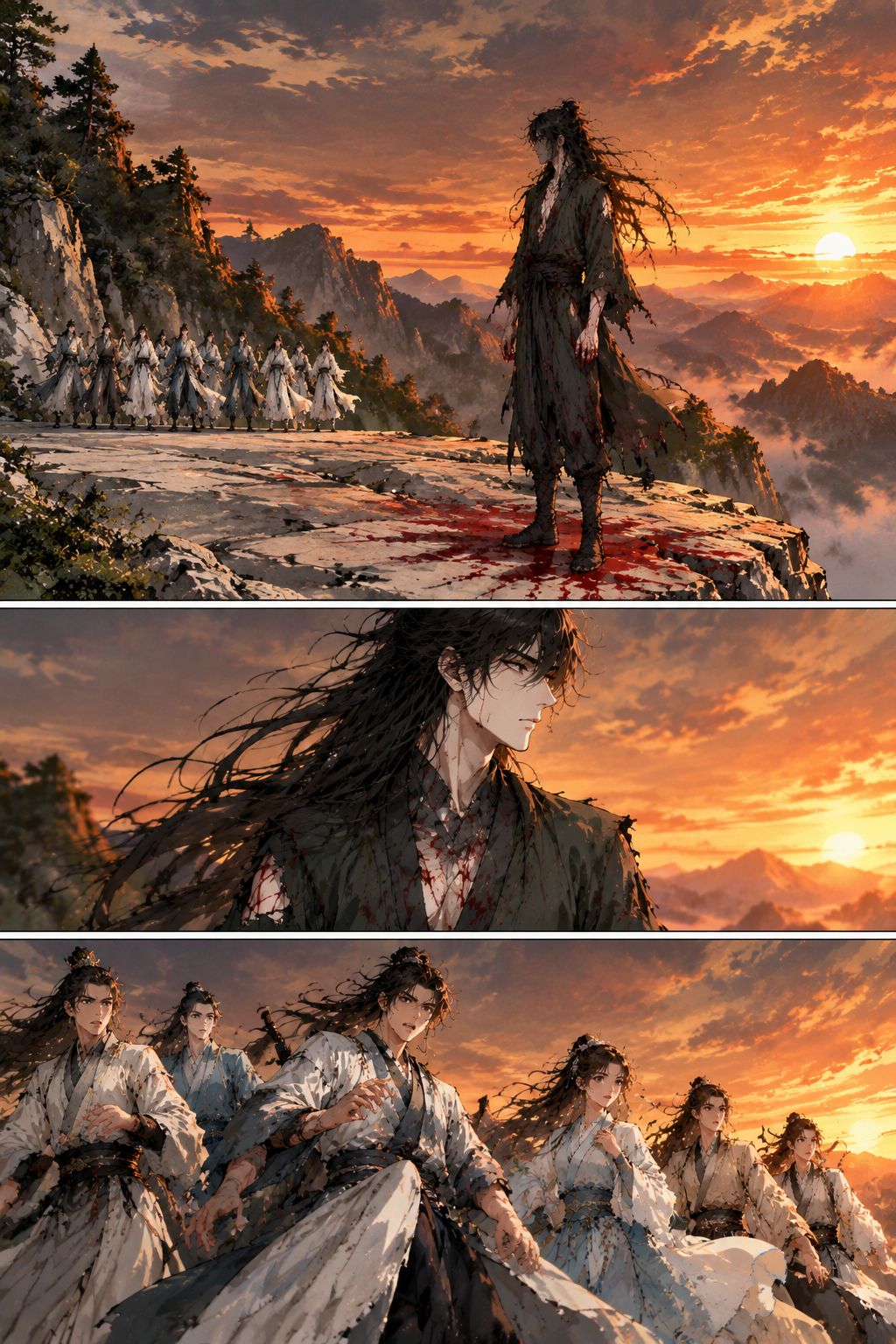 Six hours later, sunset; Fang Yuan turns toward the view and the heroes recoil a step.