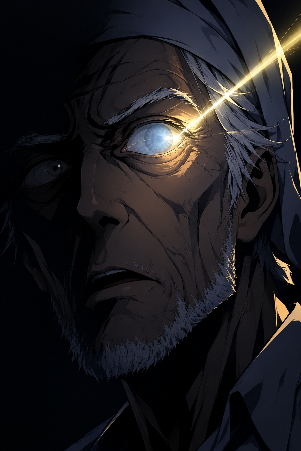 The ray finds the eye wide open.