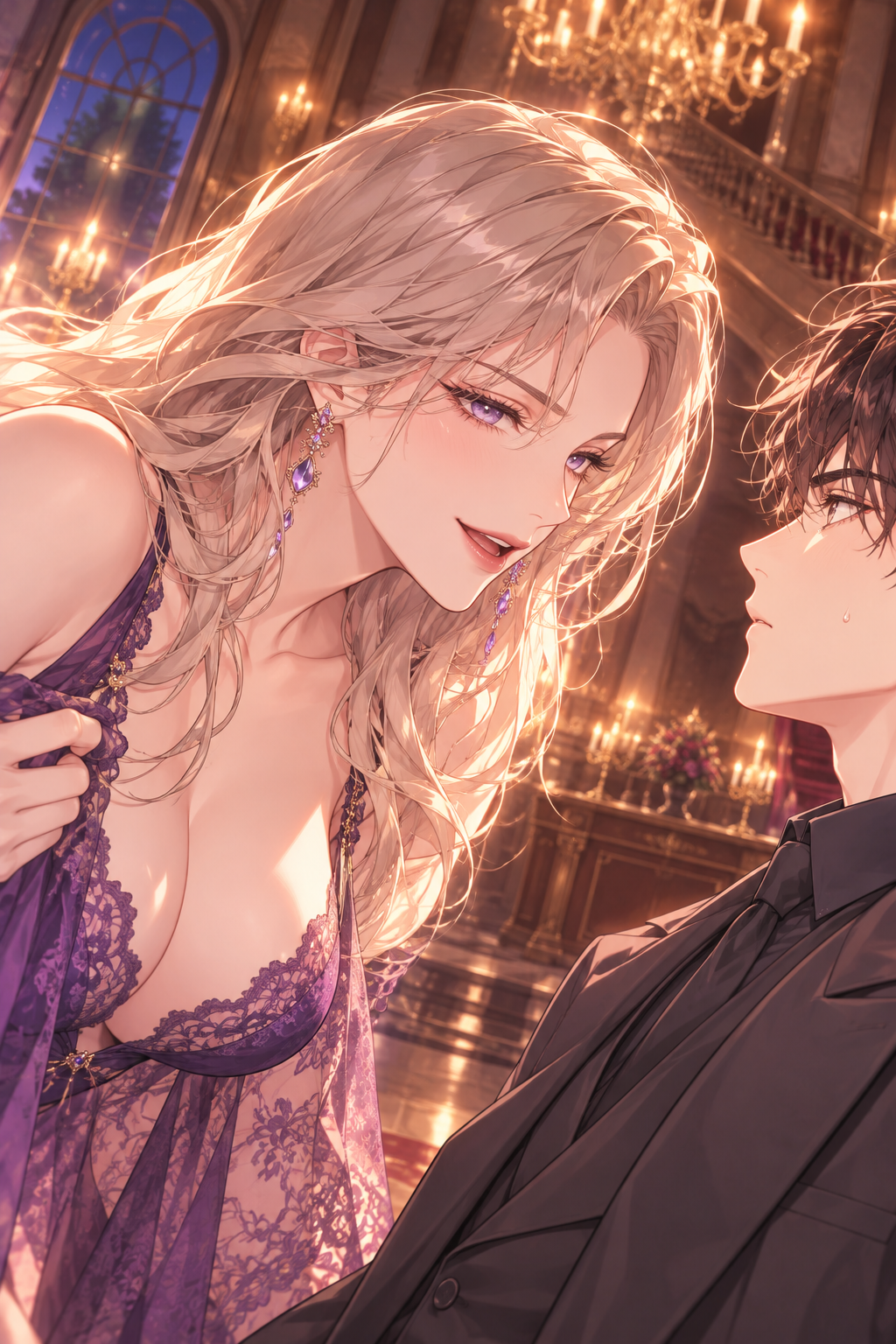 Isolde leans in further, her voice a low, dangerous whisper, challenging Lucas to either surrender to her game or stand frozen in silence forever. This is the definitive moment of tension.