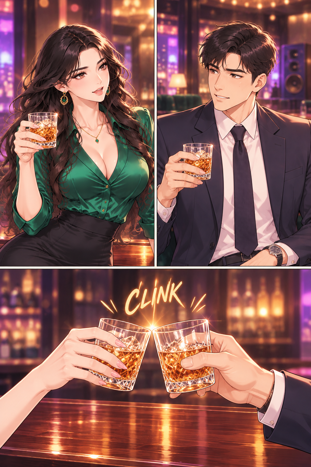 Mariya raises her glass in a toast, a sophisticated gesture. Arjun responds with a genuine, if slightly strained, smile.