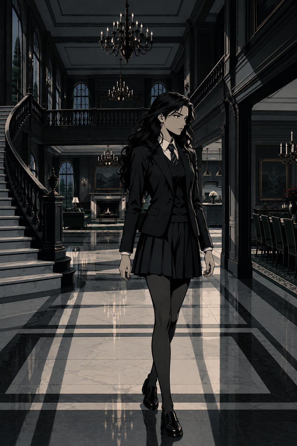 Aurelia begins to walk away from the kitchen, back down the hallway. The air feels colder, heavier, but she walks with a new, quiet authority.