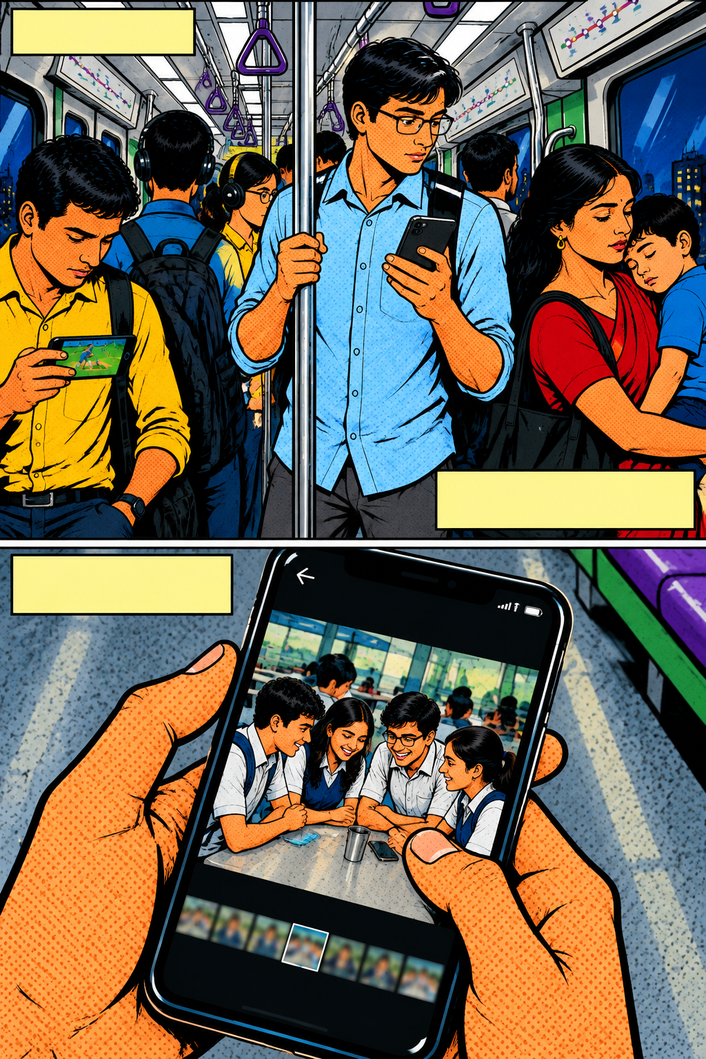 Earlier: Aarav wedged on the metro, clearing his gallery.