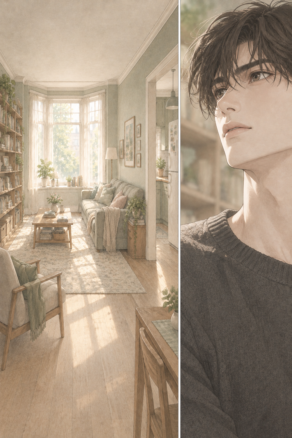 Krit's thoughts drift back to Pawin's kindness, realizing that this moment, this specific gesture, is something he must cherish, even if it means he can never truly possess Pawin.