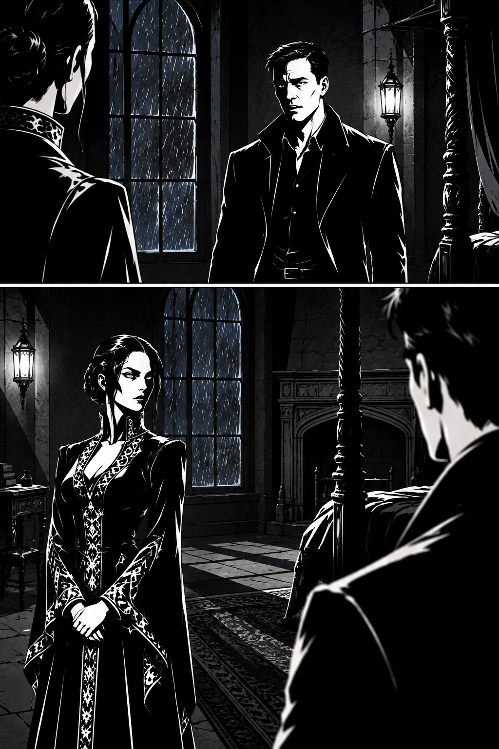 Harrison gathers himself and asks to speak; Miriel gives him exactly one word of room.