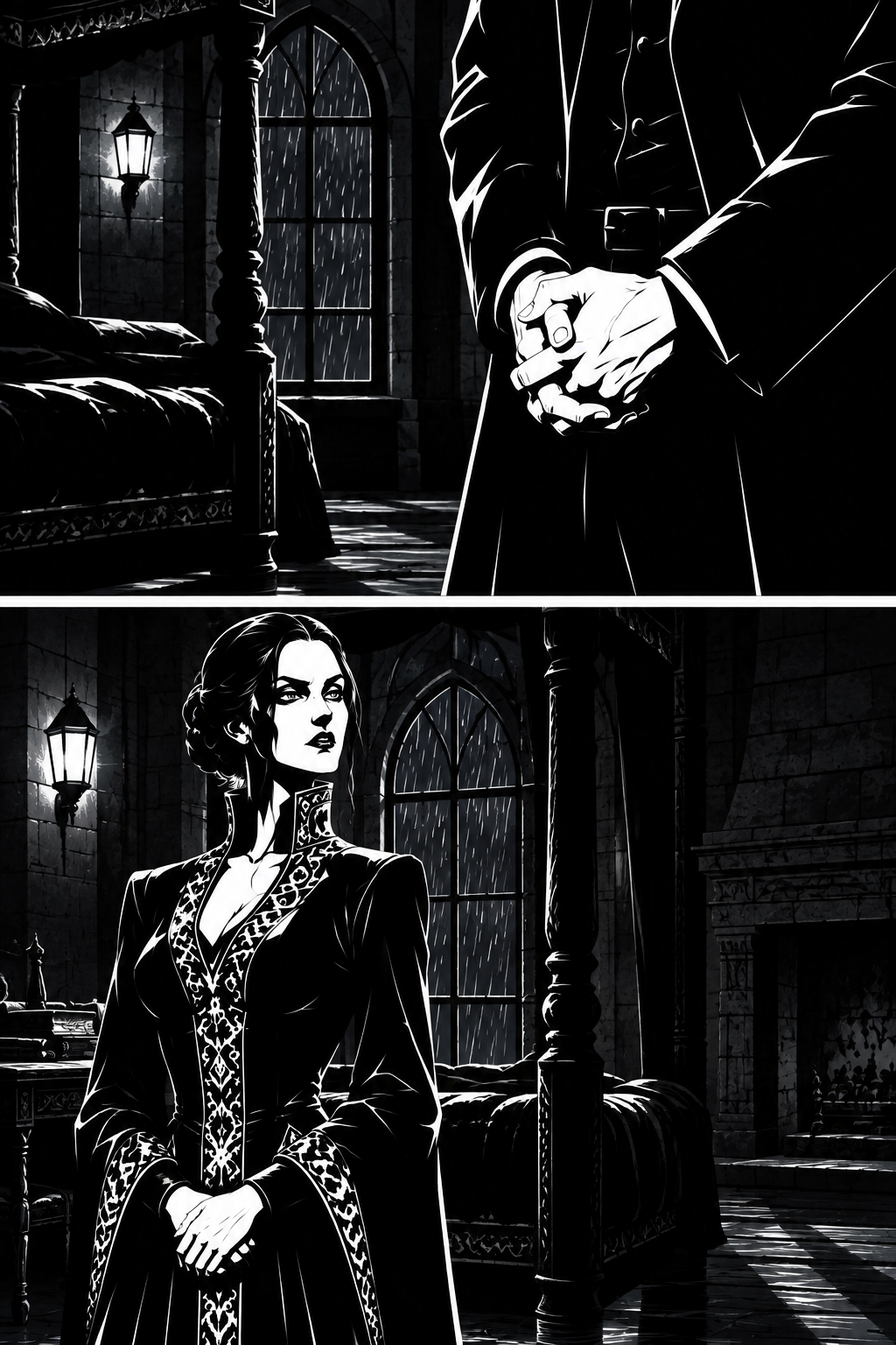 Harrison makes his small request; Miriel answers it without moving.